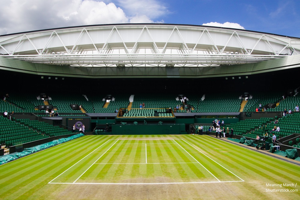 The stadium of Wimbledon tennis centre court in London, UK