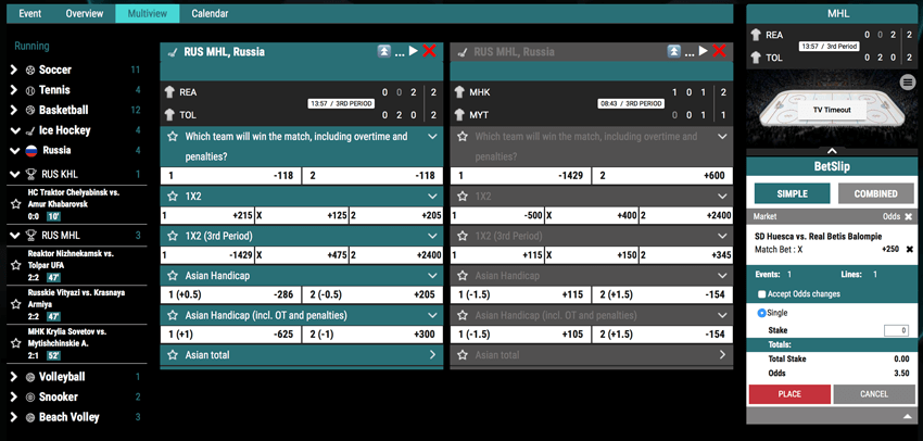 b-Bets Live Betting Multiple View